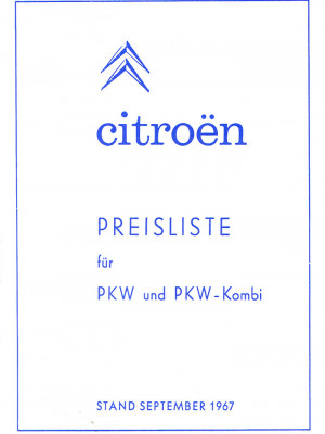 Preisliste 1967 - Deckblatt