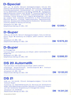 Preisliste 1971 - Seite 3 Preisliste 1971 - Seite 3